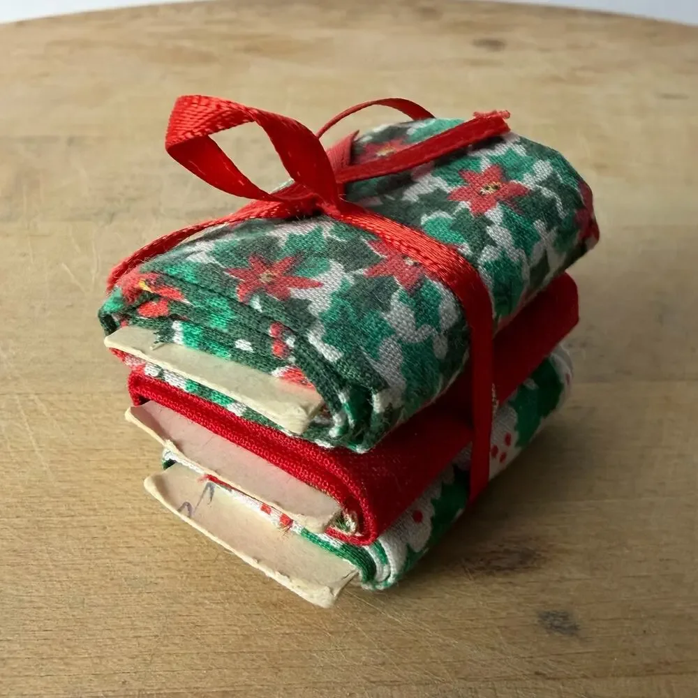 Dollhouse Miniature Sewing Basket Set Handmade Presents Fabric Cottagecore